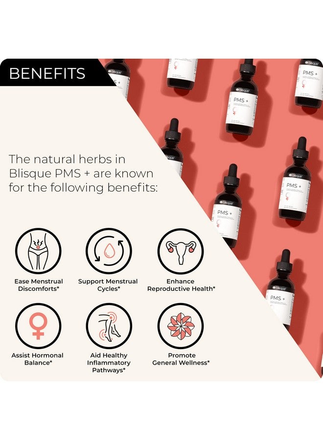 Blisque - Natural PMS Support Supplement for Period Cramps and Bloating Relief | Hormone Balance for Women | with Chasteberry | Doctor Approved | Vegan and Non-GMO | 2 Ounces | 59 Servings - Image 2