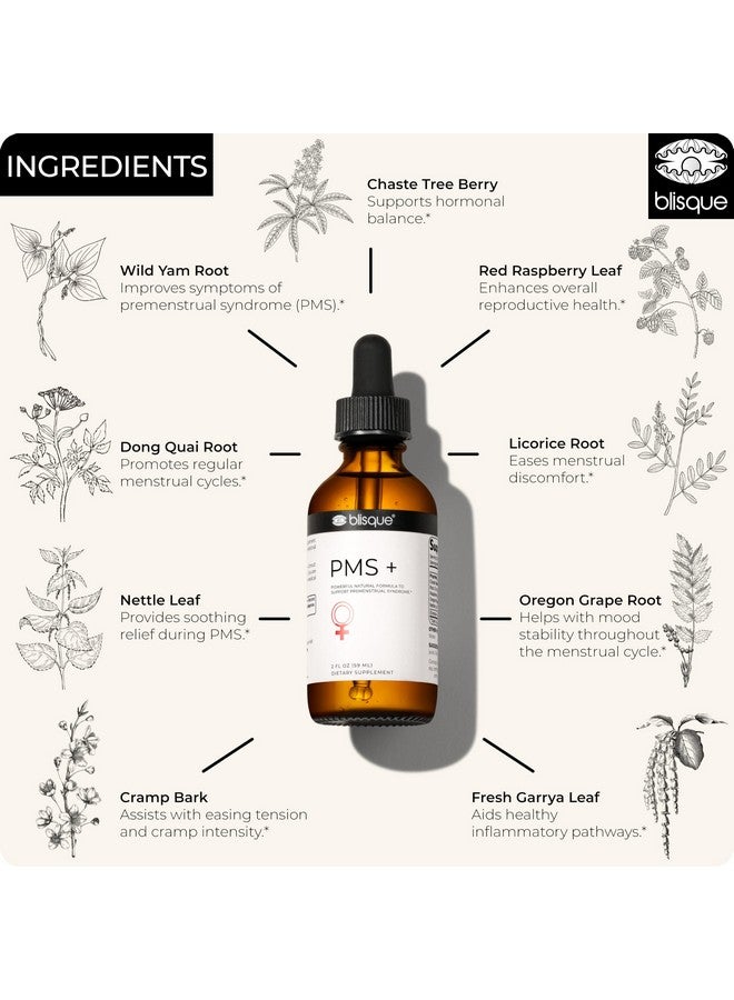 Blisque - Natural PMS Support Supplement for Period Cramps and Bloating Relief | Hormone Balance for Women | with Chasteberry | Doctor Approved | Vegan and Non-GMO | 2 Ounces | 59 Servings - Image 4