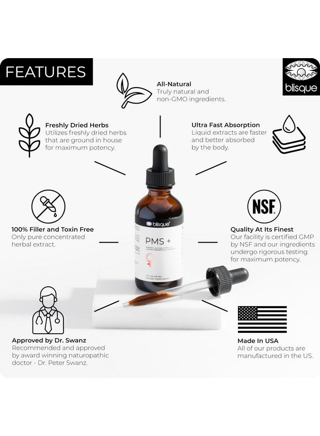 Blisque - Natural PMS Support Supplement for Period Cramps and Bloating Relief | Hormone Balance for Women | with Chasteberry | Doctor Approved | Vegan and Non-GMO | 2 Ounces | 59 Servings - Image 3