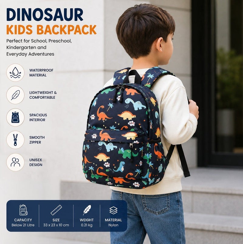 Dinosaur Backpack for Kids Boys Girls, Lightweight Waterproof School Bag for Preschool Kindergarten, Cute Cartoon Dinosaur Bookbag with Zipper Compartment, Unisex Backpack for School & Daily Use - Image 4