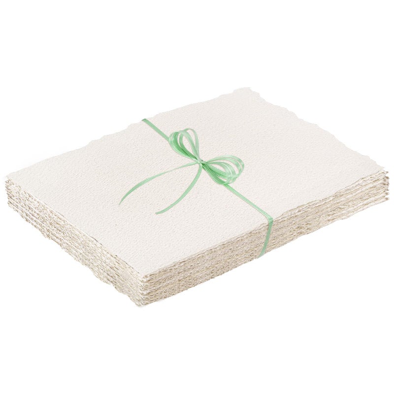 Prudiut 50 Sheets Deckled Edge Paper 4 x 6inch 160 GSM Handmade Paper RoughTextured Watercolor Paper for Wedding Invitations Cards Crafts - Image 2