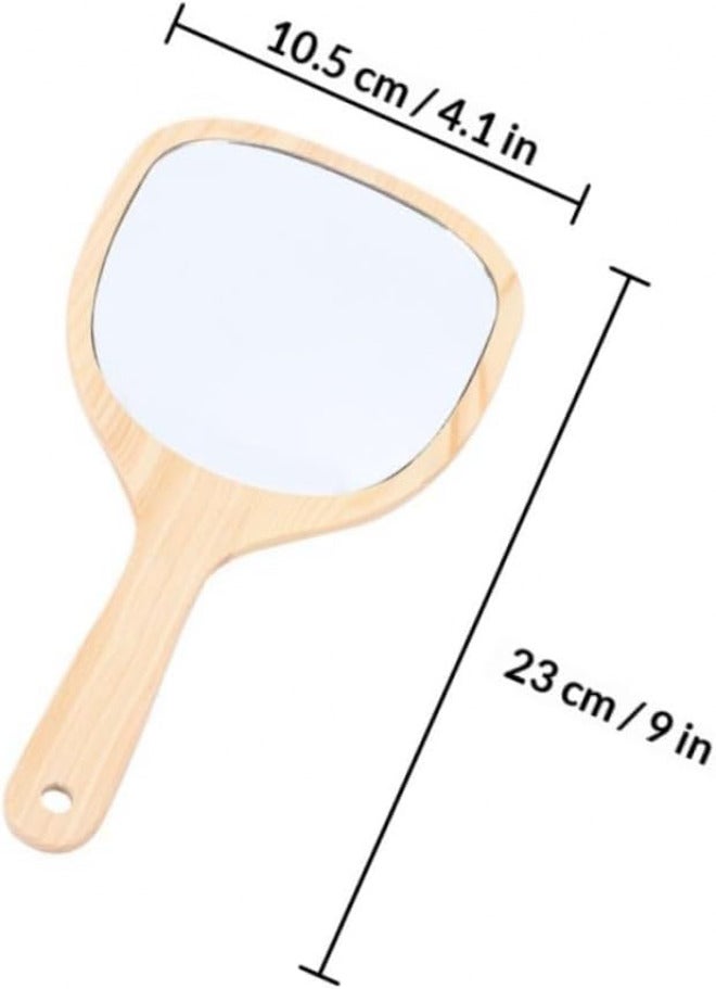 ARTIBETTER 2pcs Women Vanity Cosmetic Handheld Mirrors with Wooden Handles Small Portable Travel Makeup Mirrors for Personal Beauty Care - Image 2