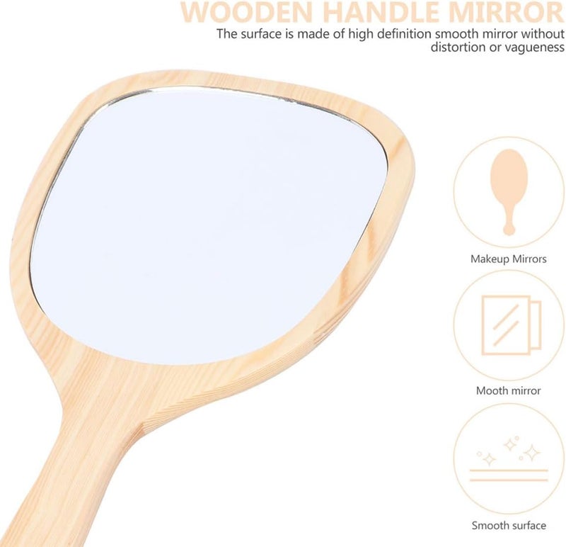 ARTIBETTER 2pcs Women Vanity Cosmetic Handheld Mirrors with Wooden Handles Small Portable Travel Makeup Mirrors for Personal Beauty Care - Image 4
