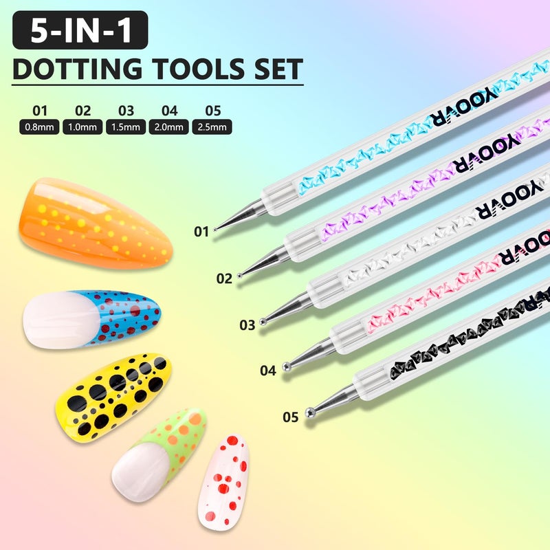 YOOVR Nail Art Brushes and Dotting Tools, 10pcs Nail Art Design Tool Set, Nail Brushes for Nail Art, French Tip Brush, Liner Brush, Gel Polish & Builder Brush, Manicure Tools for Salon Use & Home DIY - Image 4