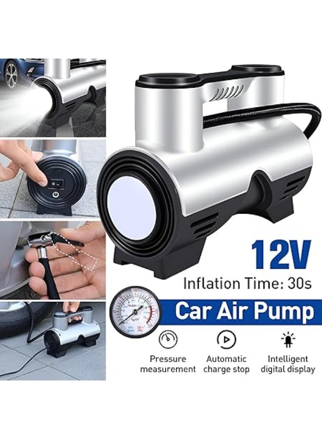 Generic Tire Pump - with Emergency Light - Ideal for Cars, Motorcycles, 12V 120W, Pressure Gauge up to 150psi  - Image 2