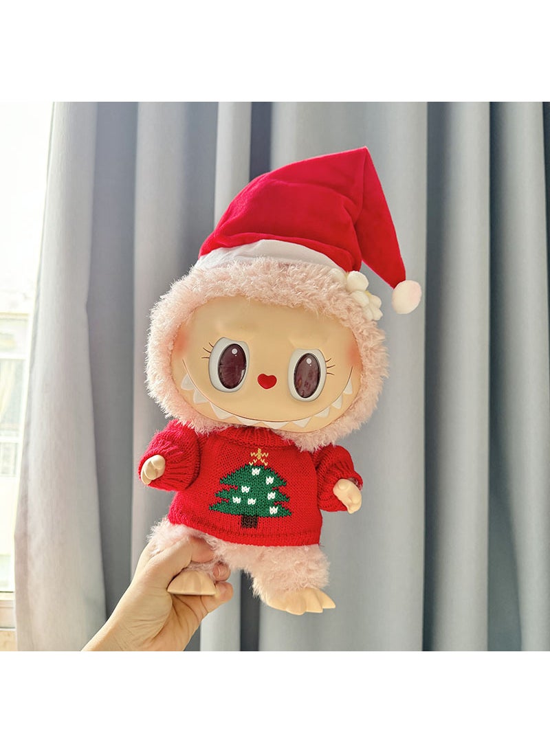 Labubu Time To Chill Doll Clothes 38cm Rubber Plastic Plush Doll Clothes Replacement Chinese Mainland Origin Home Decor Mini Mod S christmas tree sweater + triangle hat 