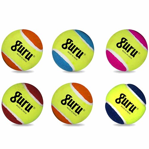 Guru Tennis Cricket Ball, Heavy Weight Cricket Tennis Balls, Cricket Ball (Multicolor, Pack of 6) - Image 1