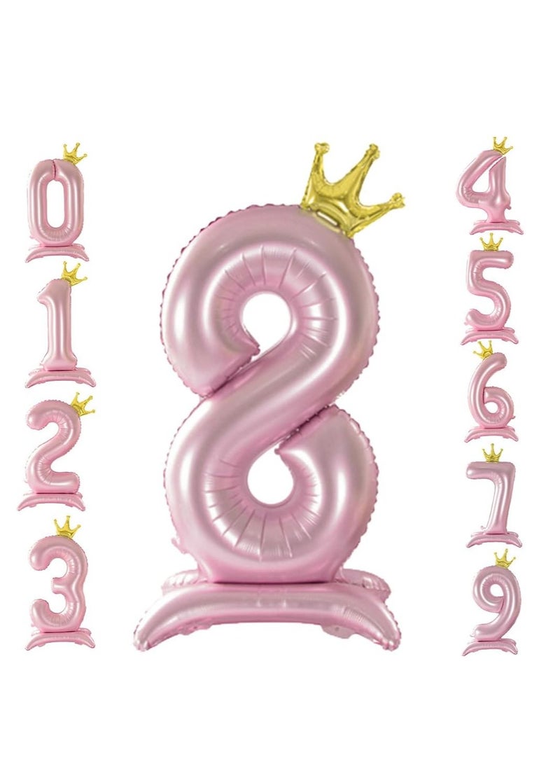 Home zone 32 Inch Crown Rose Gold Digit Helium Foil Birthday Party Balloons Number 8 - Image 1