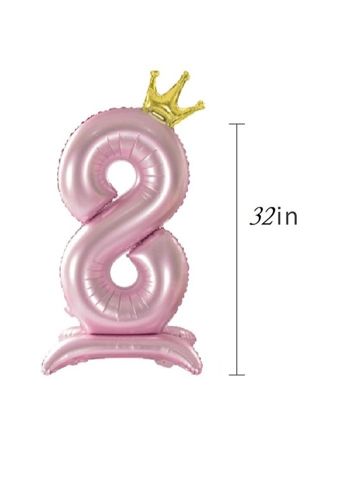 Home zone 32 Inch Crown Rose Gold Digit Helium Foil Birthday Party Balloons Number 8 - Image 2