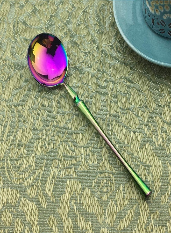 Gugrida Luxury 4-piece Soup Spoon Round Spoon Rainbow Silverware - 18/10 Stainless Steel Colorful Flatware Set, Bright Multicolored Titanium Cutlery Set Tableware Multicolor - Image 4
