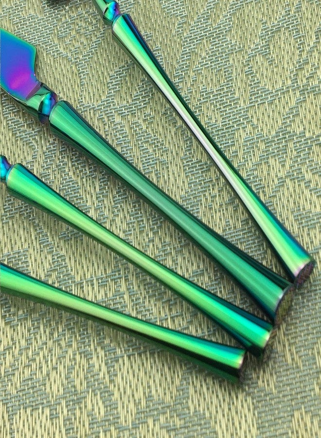 Gugrida Luxury 4-piece Soup Spoon Round Spoon Rainbow Silverware - 18/10 Stainless Steel Colorful Flatware Set, Bright Multicolored Titanium Cutlery Set Tableware Multicolor - Image 5