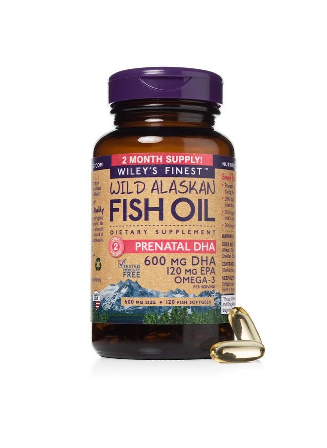 Wiley's Finest - Wild Alaskan Fish Oil Prenatal Dha 720Mg Epa And Dha Omega3S For Pregnant Women And Nursing Mothers 120 Softgels (60 Prenatal Vitamin Servings) - Image 1