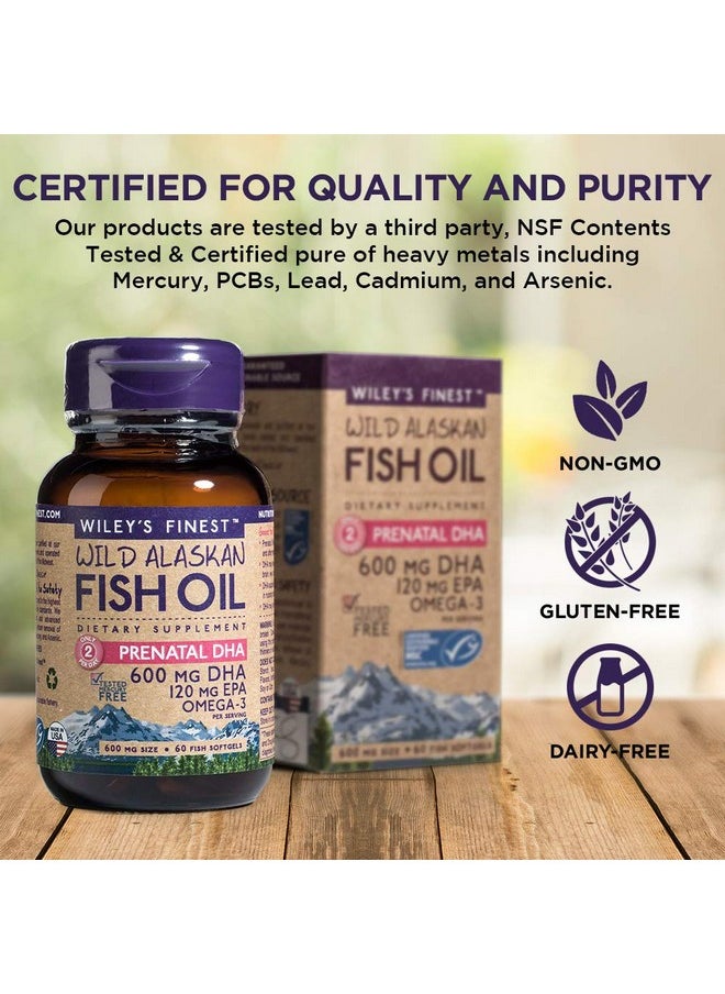 Wiley's Finest - Wild Alaskan Fish Oil Prenatal Dha 720Mg Epa And Dha Omega3S For Pregnant Women And Nursing Mothers 120 Softgels (60 Prenatal Vitamin Servings) - Image 1