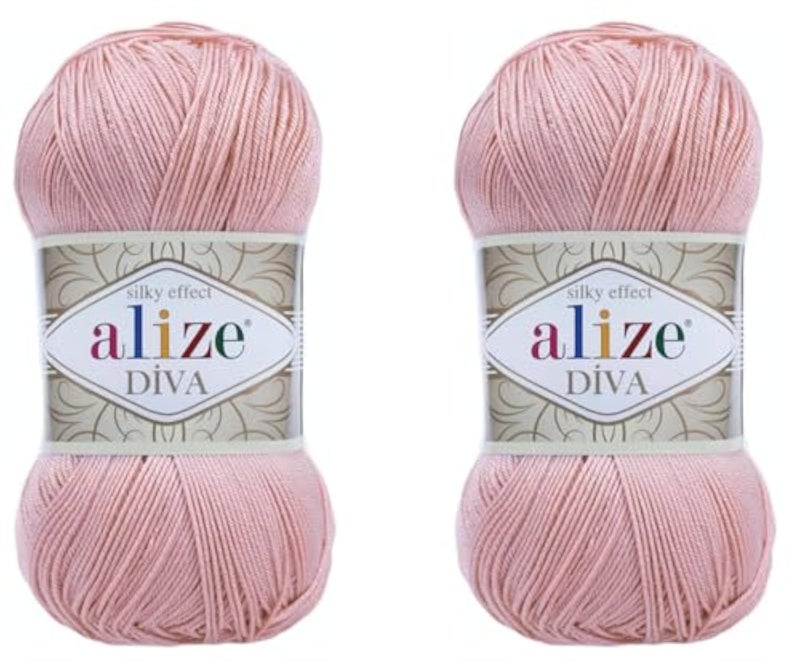 Alize Diva Hand Knitting Yarn 100 Microfiber Acrylic With Silk Effect Crochet Art Lace Craft 2 Skeins 200gr 767 Yds 363Wedding Pink