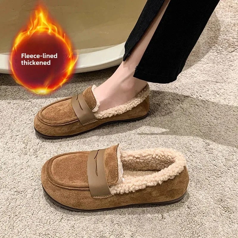 Cotton Shoes Women''s Shoes Women''s Slip-on Flat Shoes for Pregnant Women''s Moms fleece-lined Thickened Fashionable plus size Snow Boots - Image 2