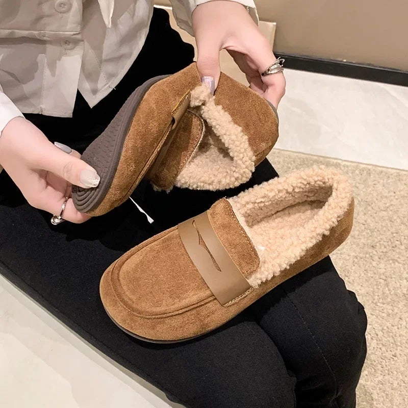 Cotton Shoes Women''s Shoes Women''s Slip-on Flat Shoes for Pregnant Women''s Moms fleece-lined Thickened Fashionable plus size Snow Boots - Image 5