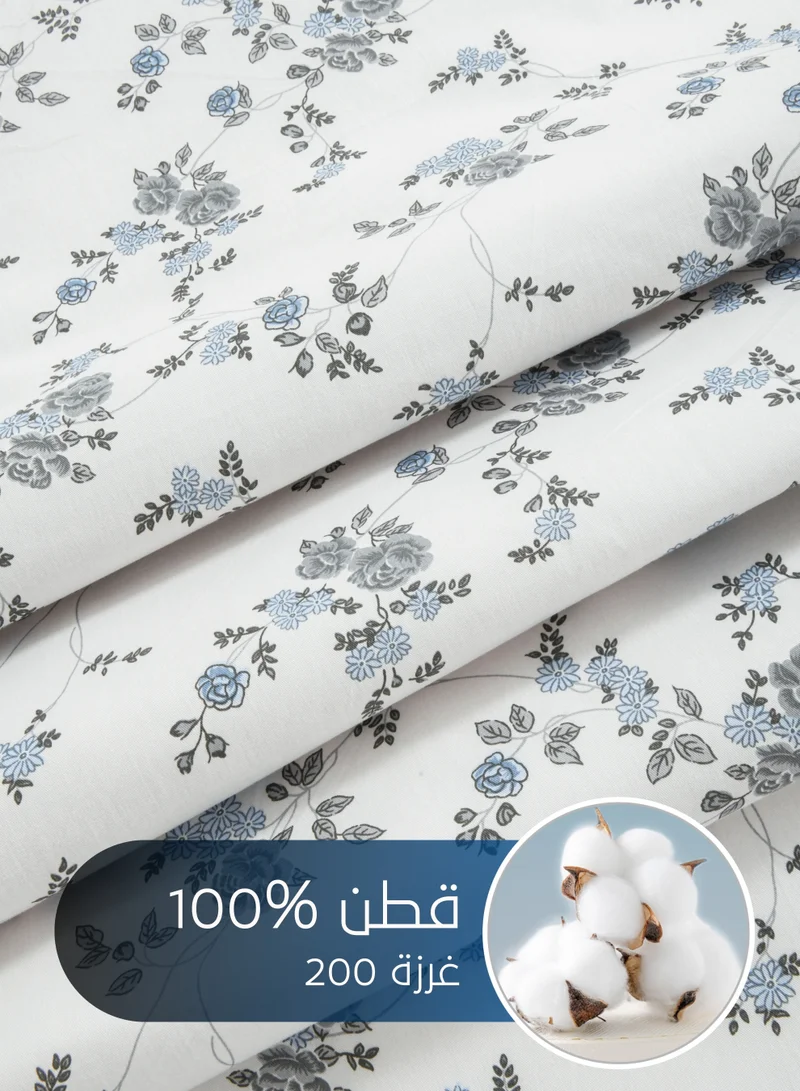 Master Home Textile Cotton Floral Comforter Sets, Fits 160 x 200 cm Queen Size Bed, 5 Pcs, 100% Cotton 200 Thread Count, With Removable Filling, Veronica Series