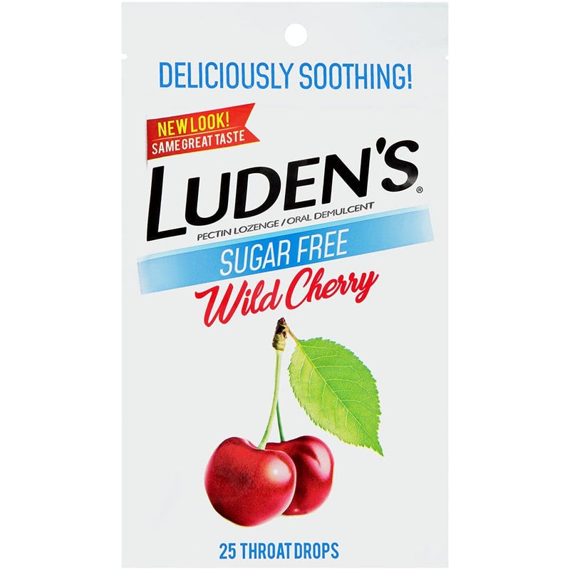 LUDEN'S Sugar Free Wild Cherry Throat Drops Sore Throat Relief 25 Count 5 Pack - Image 1