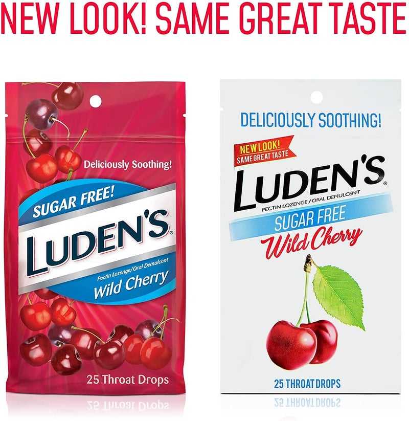 LUDEN'S Sugar Free Wild Cherry Throat Drops Sore Throat Relief 25 Count 5 Pack - Image 2