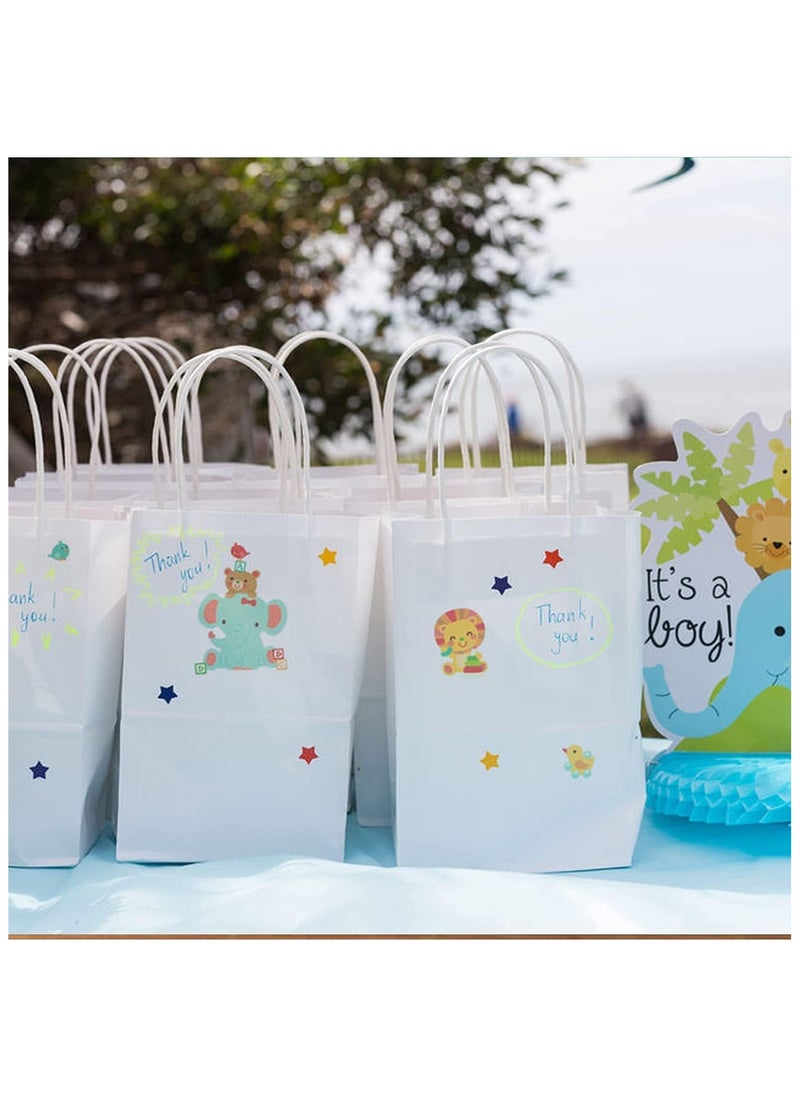 MARKQ [24 Bags] Kraft Paper bags with handles, 22 x 16 x 8 cm White Gift bags for Birthday Party Favors Weddings Restaurant takeouts Christmas  - Image 4