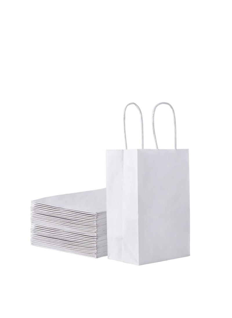 MARKQ [24 Bags] Kraft Paper bags with handles, 22 x 16 x 8 cm White Gift bags for Birthday Party Favors Weddings Restaurant takeouts Christmas  - Image 1