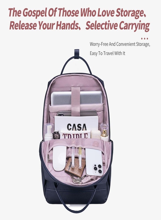 Chantria Casual Backpack for Women Stylish 13L Small Backpack fit 14 inch Laptop Compact Daypack Polyester Multi-pockets for Office Casual and Shopping,Blue - Image 4