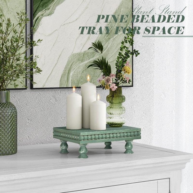 EOSAHR Pine Wood Display Riser for House Decor â€“ Decorative Pedestal Stand for Displaying Home Decorations, Soap Dispenser, Small Plant Stand - Ideal Modern Farmhouse Decor (Green) - Image 4