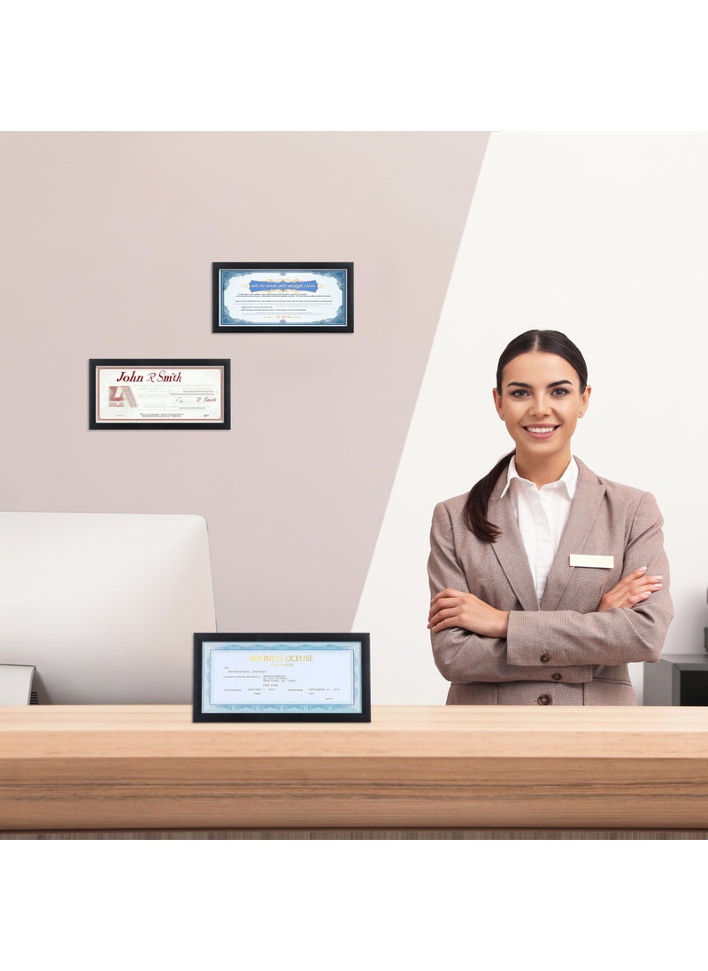ELSKER&HOME - ELSKER&HOME 4x9 Business License Frame Black for 4 x 9 Standard Business Licence  Wall or Tabletop Display Panoramic Picture with No Mat (2 Pack) - Image 1