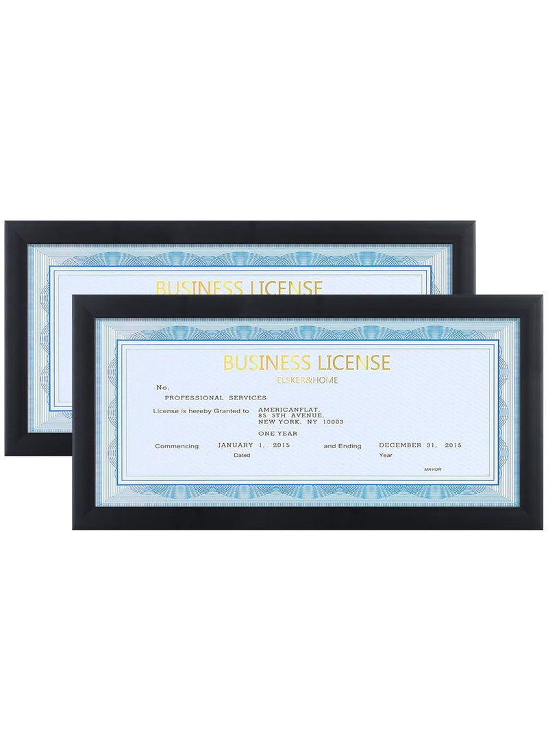 ELSKER&HOME - ELSKER&HOME 4x9 Business License Frame Black for 4 x 9 Standard Business Licence  Wall or Tabletop Display Panoramic Picture with No Mat (2 Pack) - Image 1
