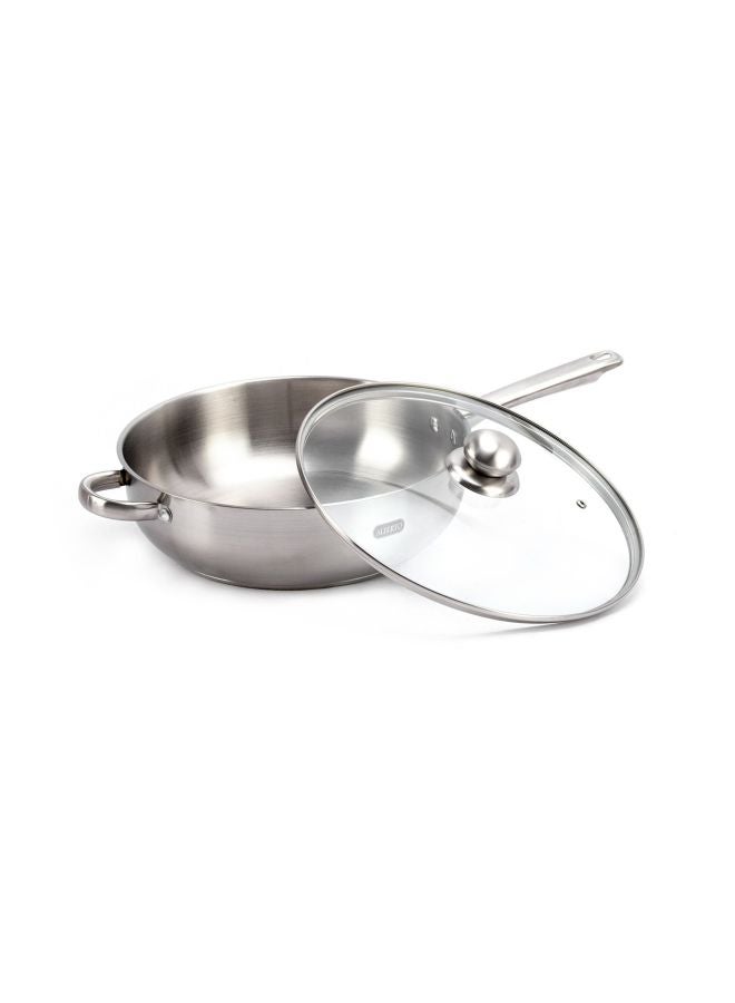 ALBERTO Stainless Steel Deep Fry pan With Glass Lid Silver/Clear 30cm - Image 2
