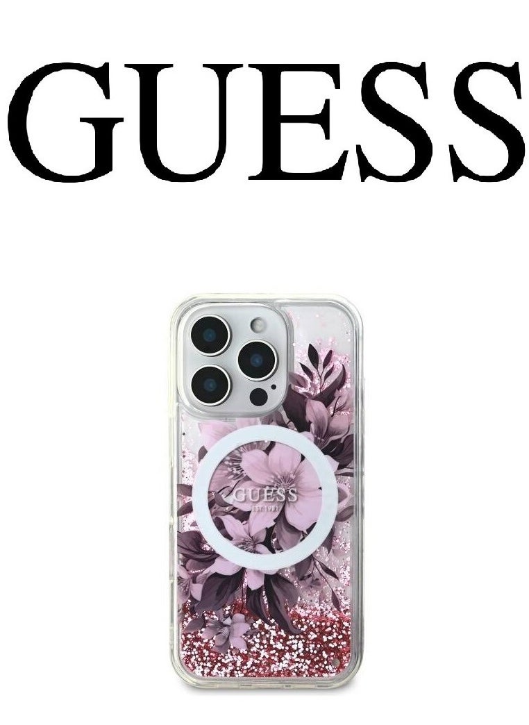 CG MOBILE - iPhone 16 Pro Max back Case, supports MagSafe wireless charging, transparent with original logo and approved design from the global brand Guess. From CG Mobile. Pink - Image 1