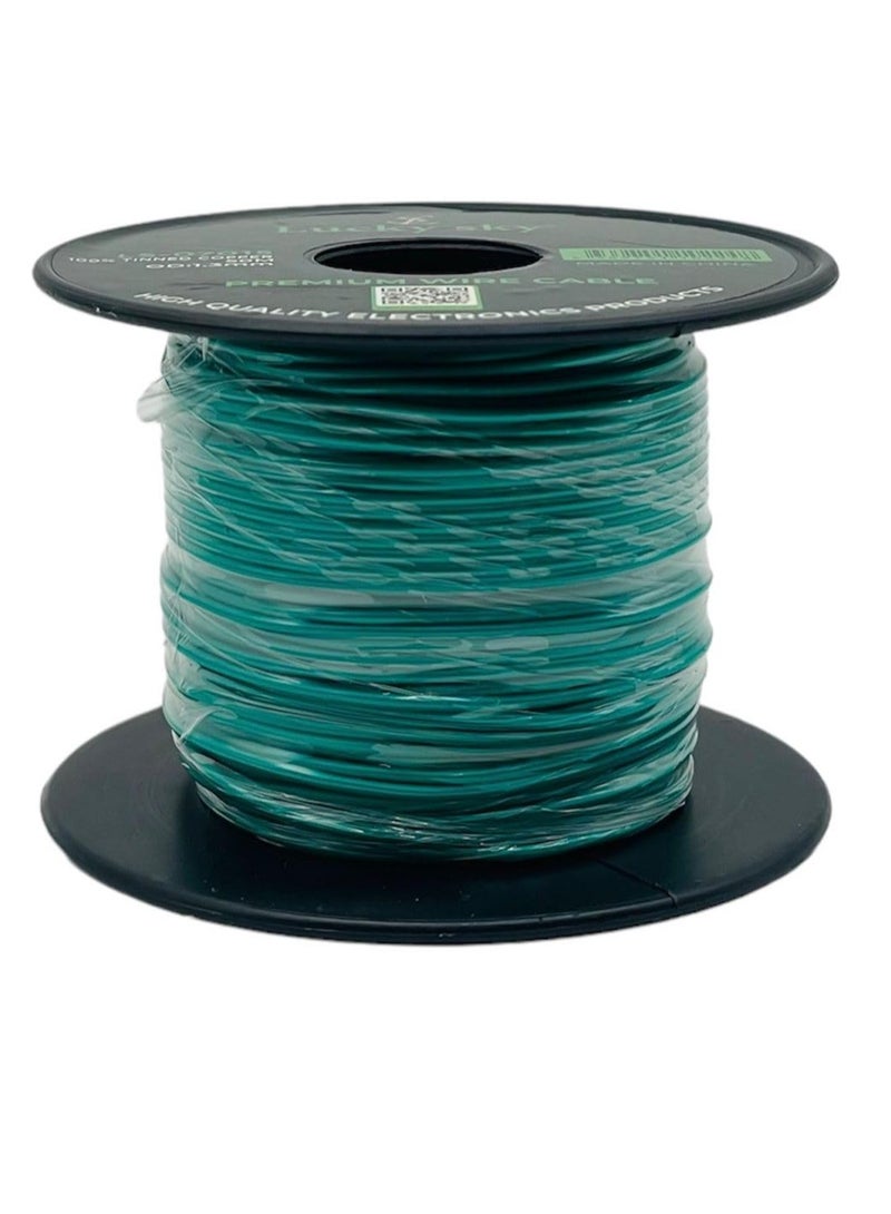 Lucky Sky 26awg Wire Flexible Silicone Tinned Copper UL1007 Silicone Rubber Insulated Green Color 50M 164ft OD:-1.3mm Stranded Hook up Wire. (GREEN)  - Image 1