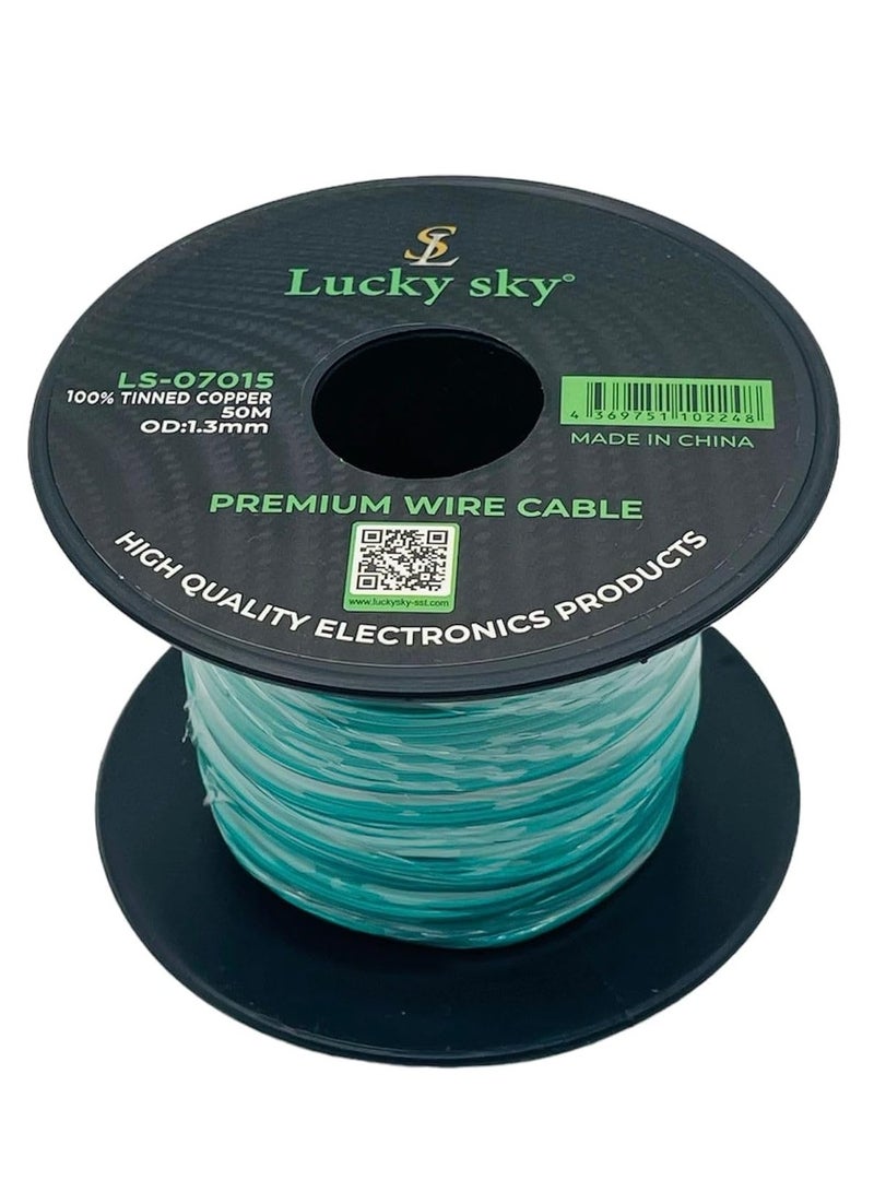 Lucky Sky 26awg Wire Flexible Silicone Tinned Copper UL1007 Silicone Rubber Insulated Green Color 50M 164ft OD:-1.3mm Stranded Hook up Wire. (GREEN)  - Image 3