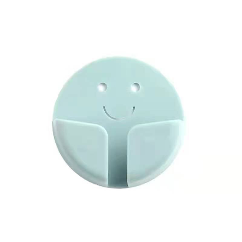 Smiley plug hook punch-free plug holder data cable charger power plug socket hook plug Blue