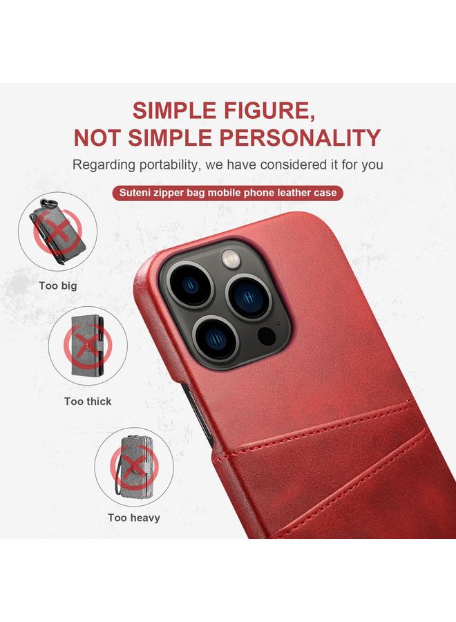 Suteni Case For iPhone 14 Pro Max Calf Texture Card Slots Phone Case - Image 5
