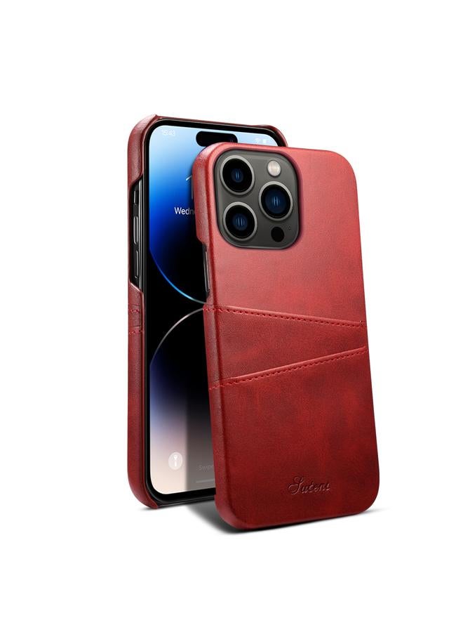 Suteni Case For iPhone 14 Pro Max Calf Texture Card Slots Phone Case - Image 1