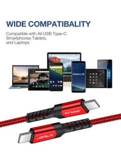 JSAUX Premium Type-C To Type-C 60W 3A CC0018 2m Fast Charging and Data Cable - Red  - Image 3