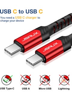 JSAUX Premium Type-C To Type-C 60W 3A CC0018 2m Fast Charging and Data Cable - Red  - Image 4