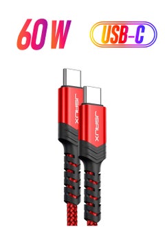 JSAUX Premium Type-C To Type-C 60W 3A CC0018 2m Fast Charging and Data Cable - Red  - Image 1