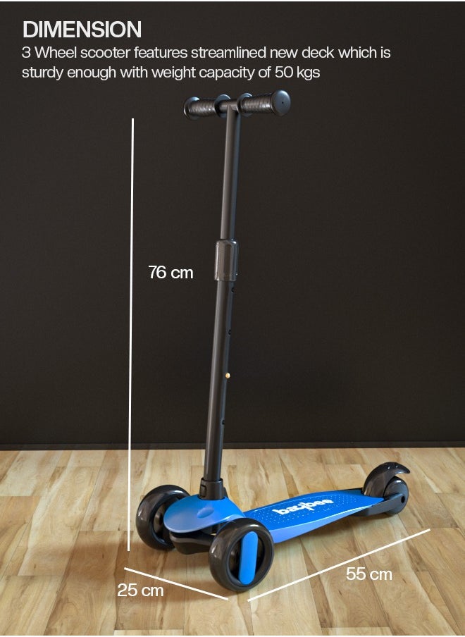 BAYBEE - Alpha 3 Wheel Skate Scooter With Foldable 4 Height Adjustable Handle And Led PU Wheels - Image 1