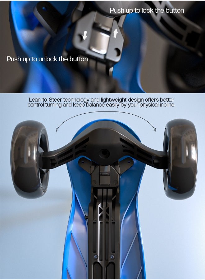 BAYBEE - Alpha 3 Wheel Skate Scooter With Foldable 4 Height Adjustable Handle And Led PU Wheels - Image 1