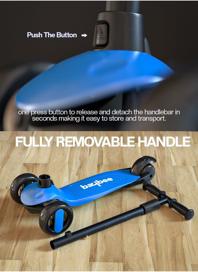 BAYBEE - Alpha 3 Wheel Skate Scooter With Foldable 4 Height Adjustable Handle And Led PU Wheels - Image 1