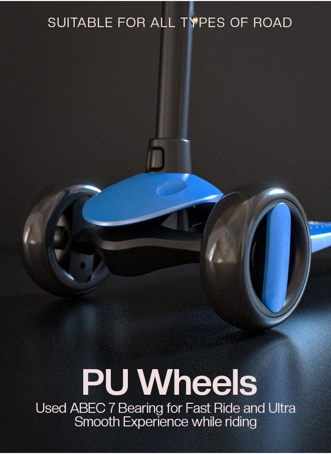 BAYBEE - Alpha 3 Wheel Skate Scooter With Foldable 4 Height Adjustable Handle And Led PU Wheels - Image 1