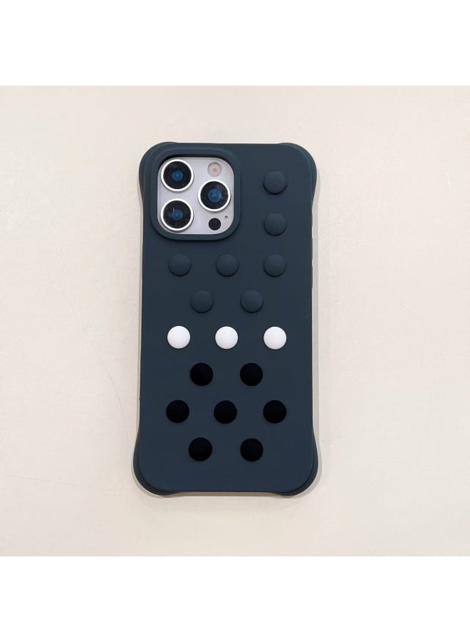 NIBEMINENT Liquid Silicone Hole Protective TPU Case Cover For iPhone 16 Plus, Grandma Gray