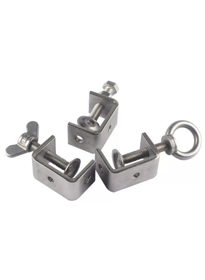 Tiger Card 304 Stainless Steel U-shaped Clip C-shaped Pipe Clamp Square Clamp Hand-tightened Hook Gripper-Specifications And Models:Opening 65mm (lifting Ring)  - Image 3