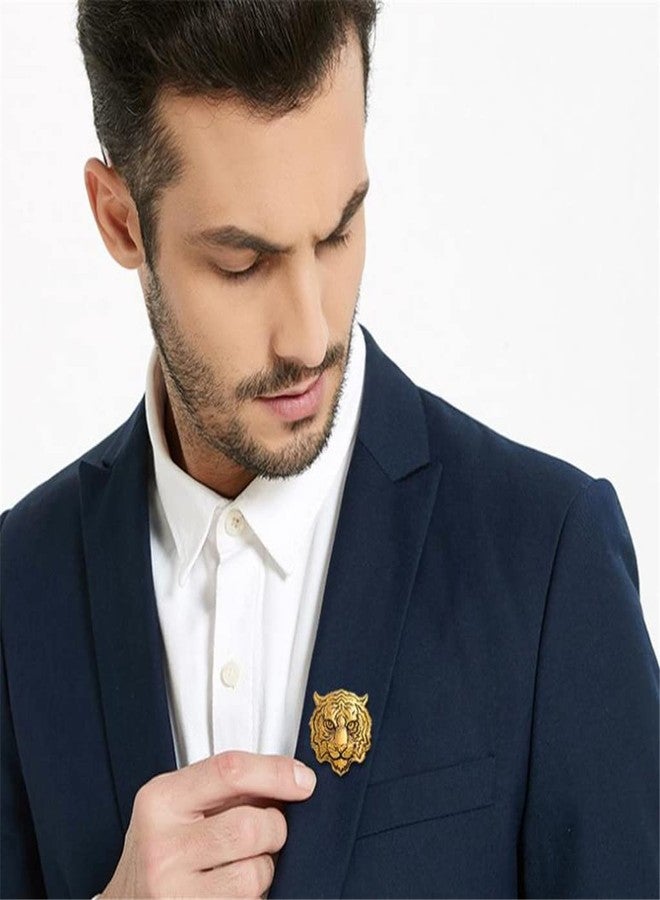 ulricar Retro Tiger Face Head Brooch Pin Metal Animal Brooches Men's Suit Shirt Badge Lapel Pins for Women Fashion Jewelry Accessories - Image 3