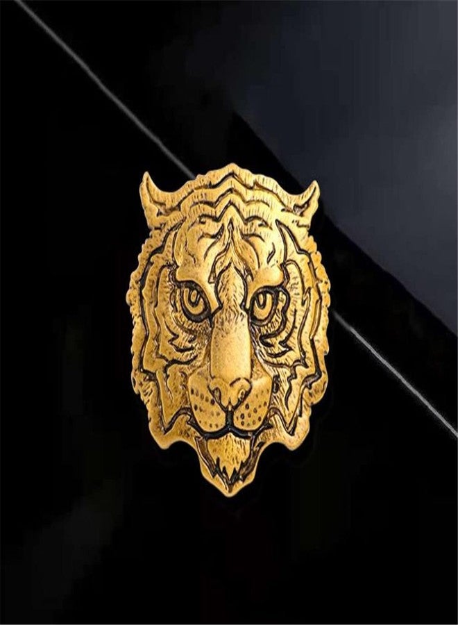 ulricar Retro Tiger Face Head Brooch Pin Metal Animal Brooches Men's Suit Shirt Badge Lapel Pins for Women Fashion Jewelry Accessories - Image 2