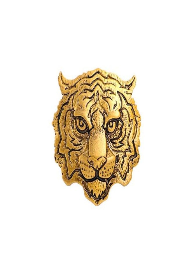ulricar Retro Tiger Face Head Brooch Pin Metal Animal Brooches Men's Suit Shirt Badge Lapel Pins for Women Fashion Jewelry Accessories - Image 1