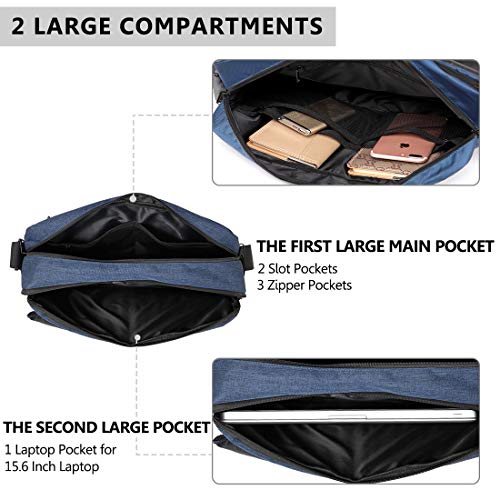 VX VONXURY Messenger Bag for Men, Lightweight Water Resistant 15.6 Laptop Shoulder Bag for Business Office by Vonxury Blue - Image 5