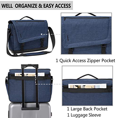 VX VONXURY Messenger Bag for Men, Lightweight Water Resistant 15.6 Laptop Shoulder Bag for Business Office by Vonxury Blue - Image 3